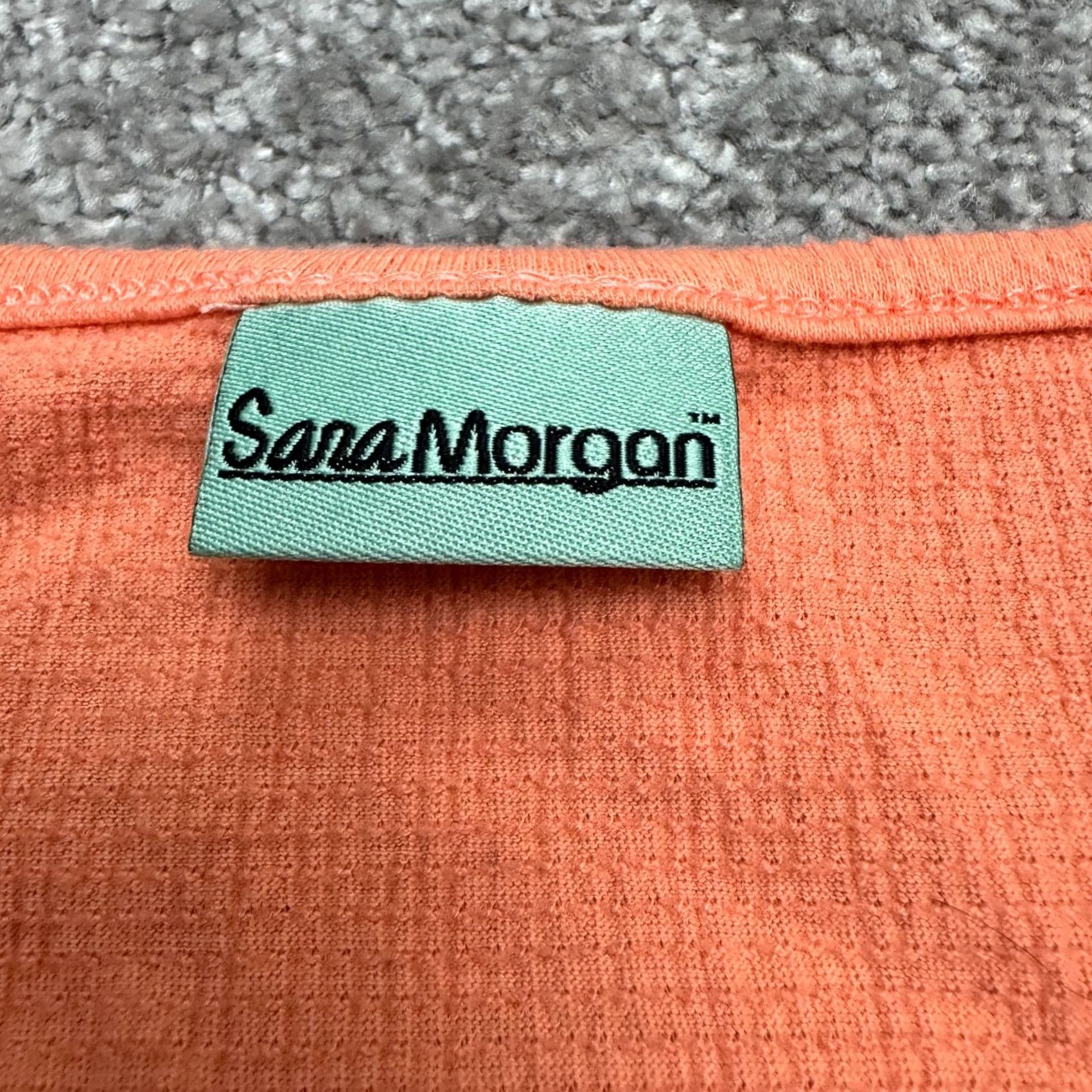 Vintage Sara Morgan Textured Basic T-Shirt Womens Large Orange Short Sleeve Crew Tee Top Size L / US 10 / IT 46 - 4 Thumbnail
