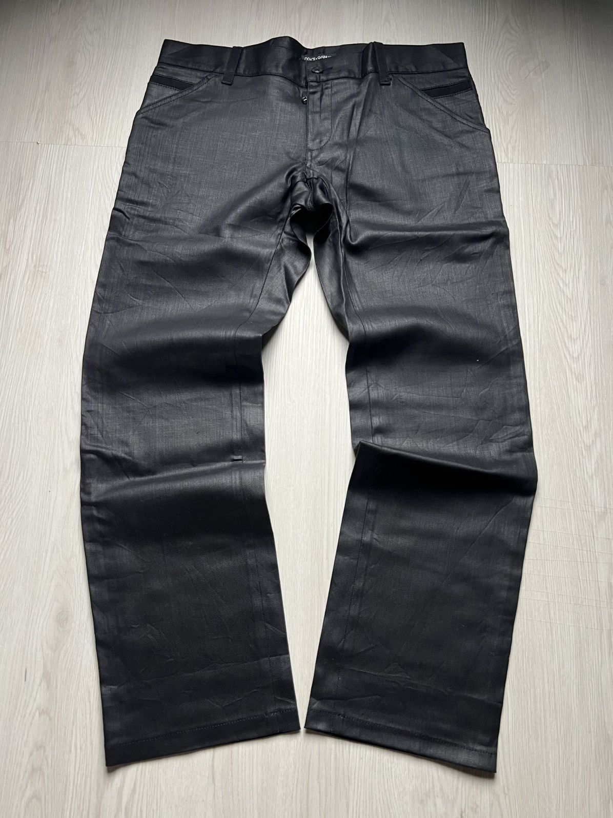 Dolce & Gabbana Dolce Gabbana Waxed Black Coated Denim Size US 35 - 2 Thumbnail