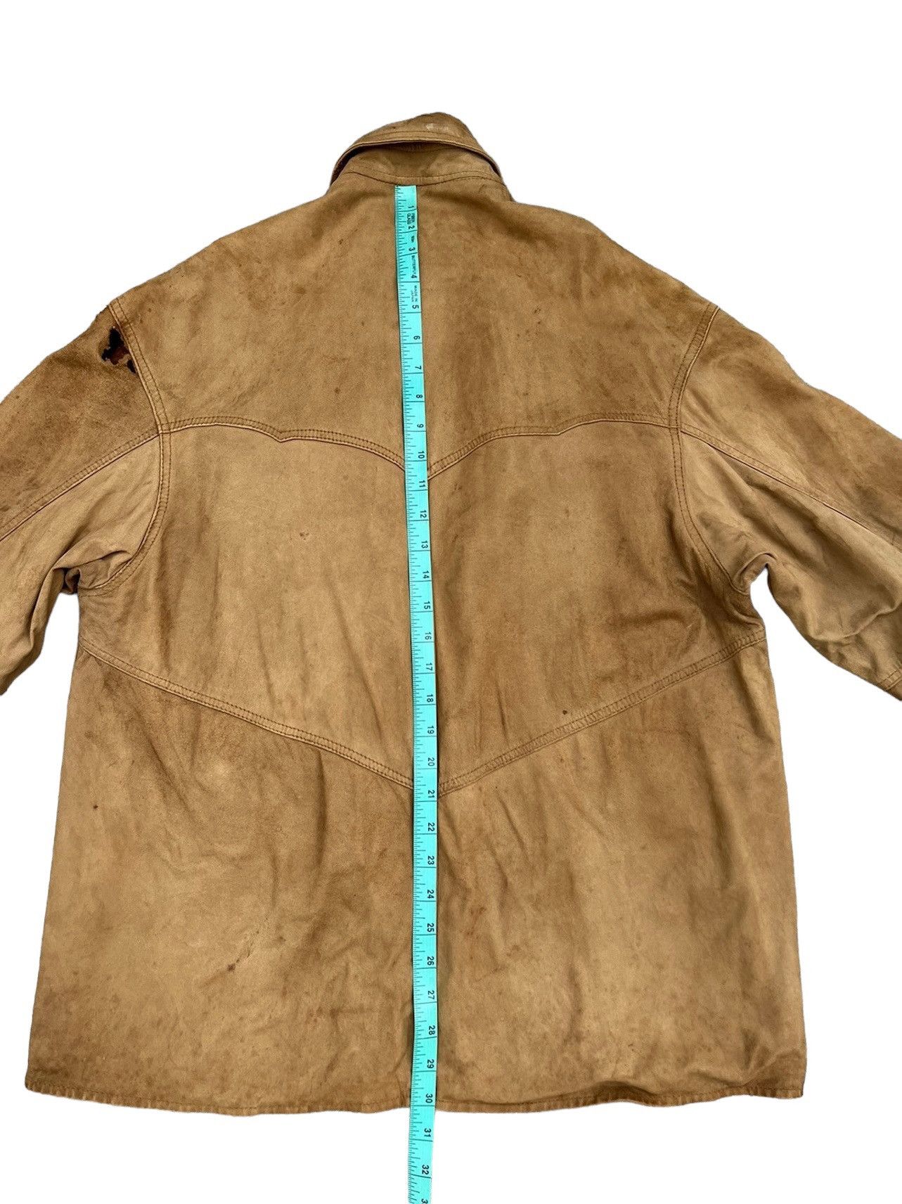 Leather Trashed VTG Camanchi London Dirty Patina Suede Leather Shirt Size US L / EU 52-54 / 3 - 5 Thumbnail