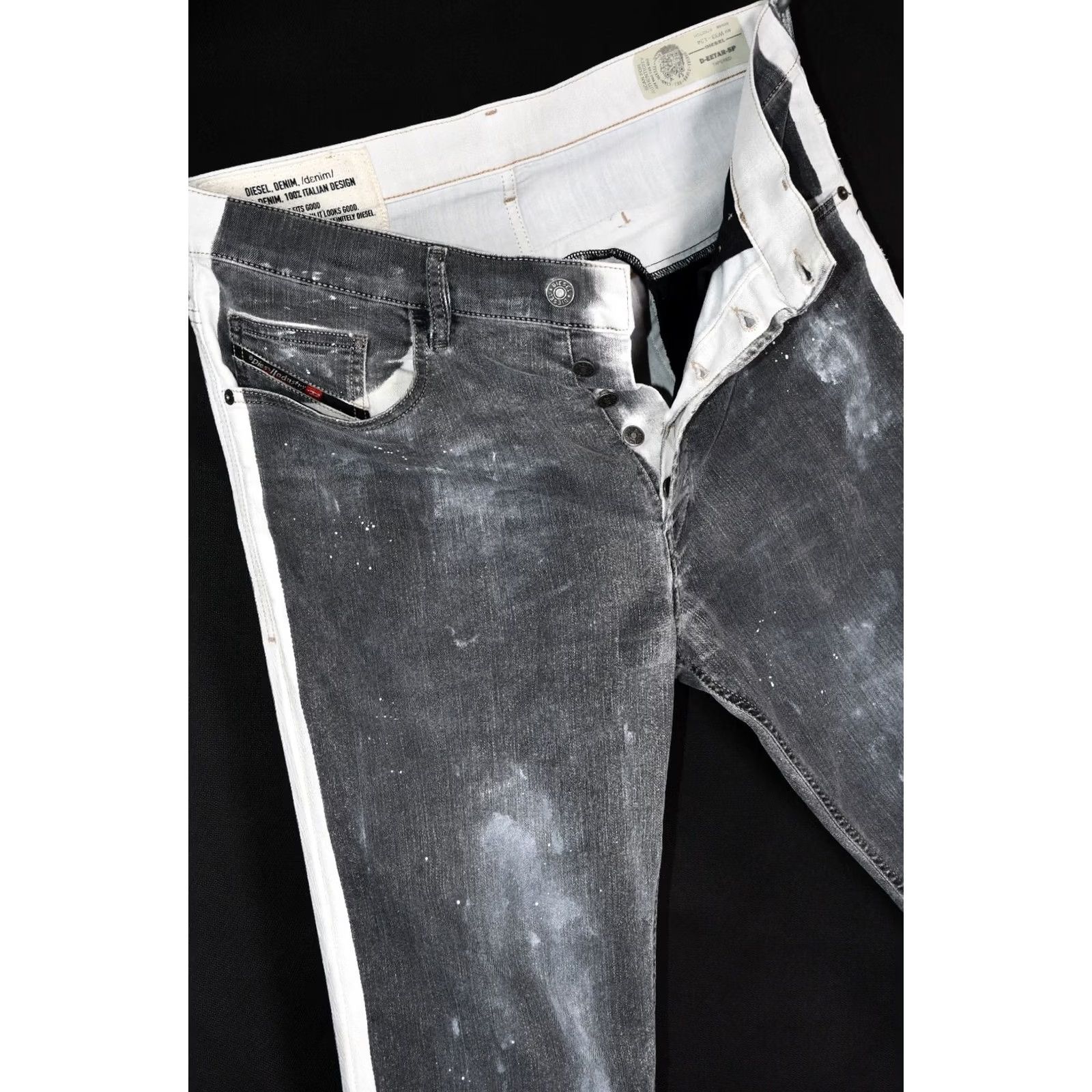 Diesel Diesel D-EETAR-SP 0094N TAPERED FIT Denim Jeans W33/L34 Men's Distressed Gray Cotton Polyester Size US 33 - 7 Thumbnail