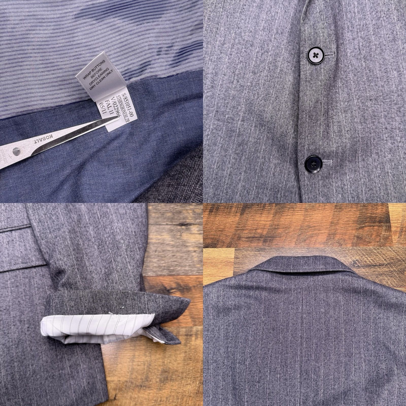 Banana Republic Banana Republic Gray Herringbone Cotton Italian Fabric Tailored Fit Blazer 48R Men Size 48R - 8 Thumbnail