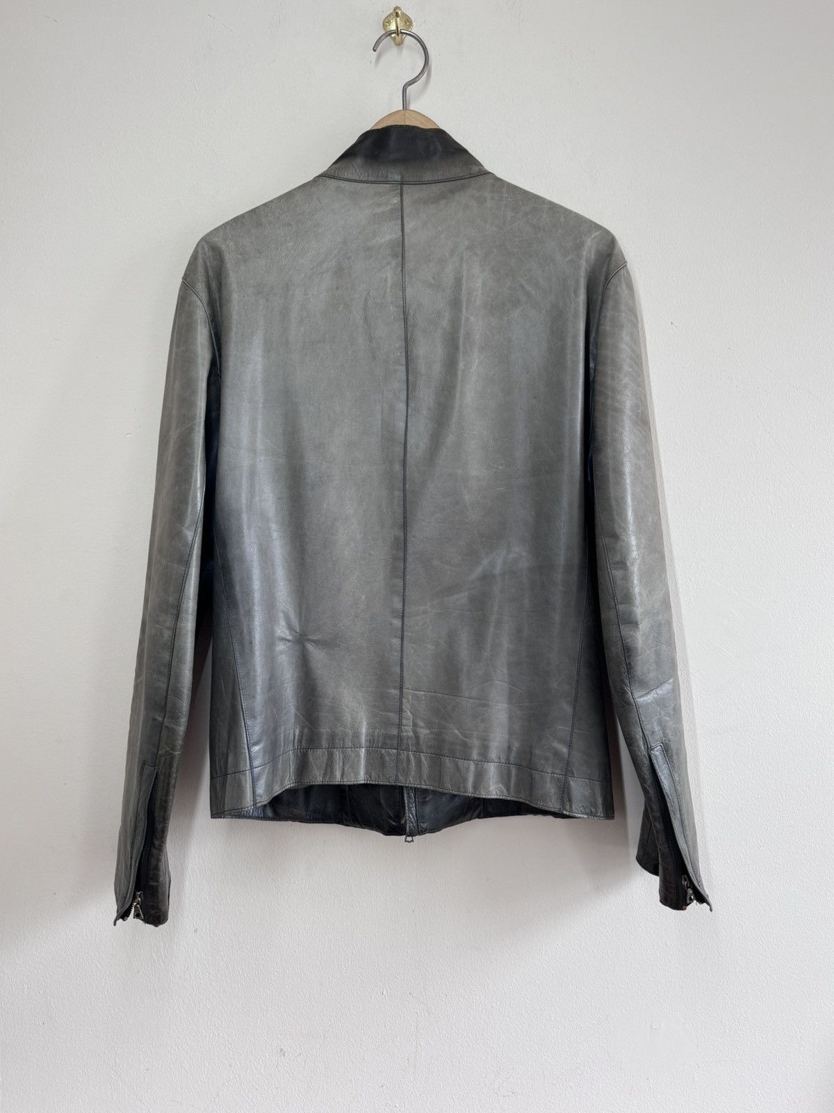 M0851 m0851 Canadian-Made Leather Moto Jacket Gray Size M Washed Size US M / EU 48-50 / 2 - 11 Thumbnail
