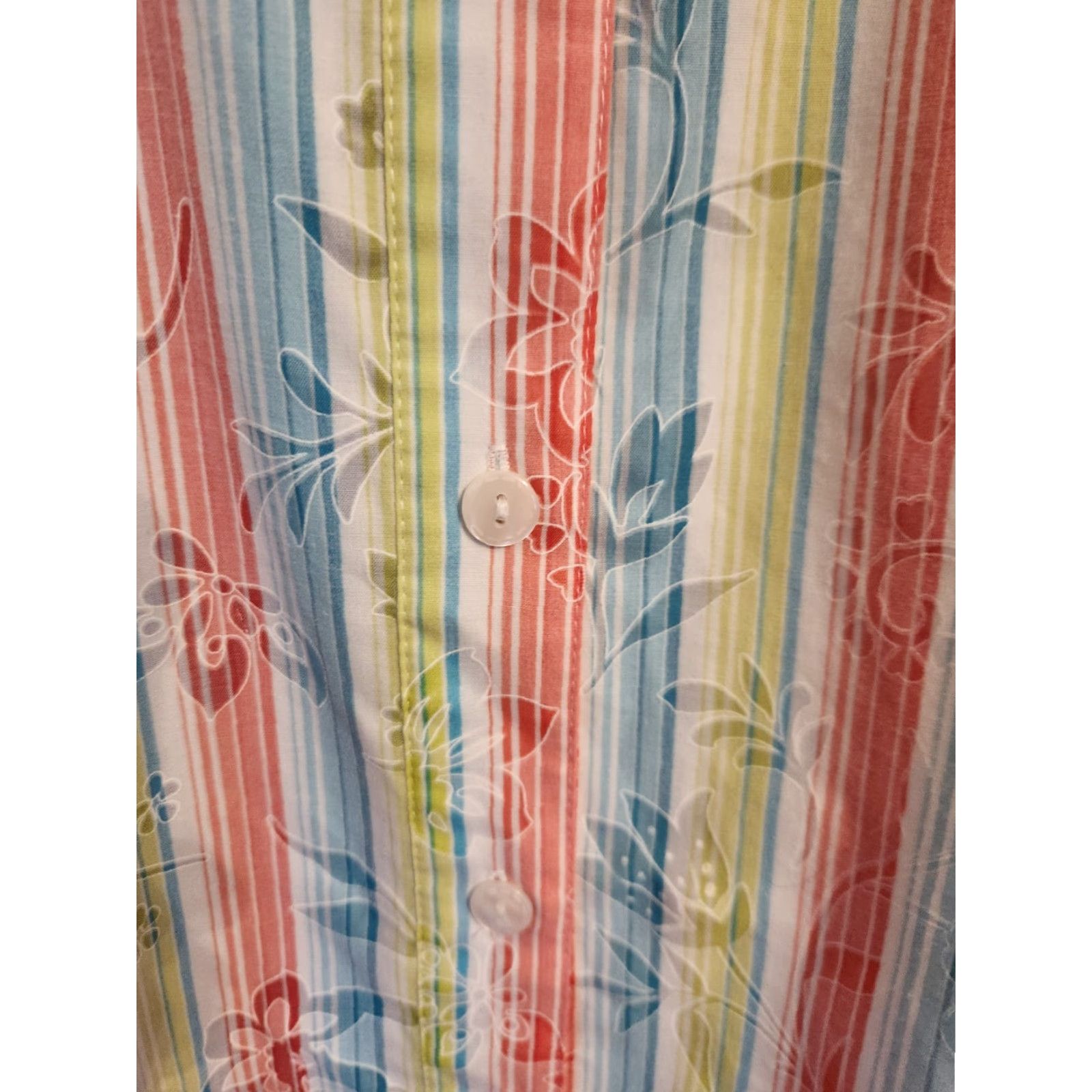 Vintage VINTAGE Alfred Dunner Woman Floral Red Green Blue Stripe Short Sleeve Camp Shirt 22W Size 3XL / US 20-22 - 5 Thumbnail