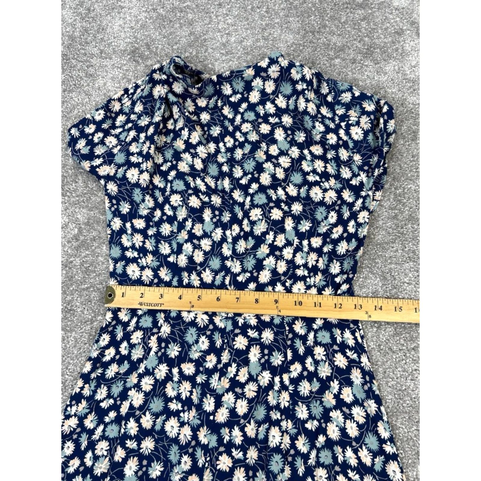 Madewell Madewell Dress Womens 0 Blue Pink Floral Blouson Short Sleeve V-Neck Pullover Lined Summer Spring Casual Womens Size XS / US 0-2 / IT 36-38 - 7 Thumbnail