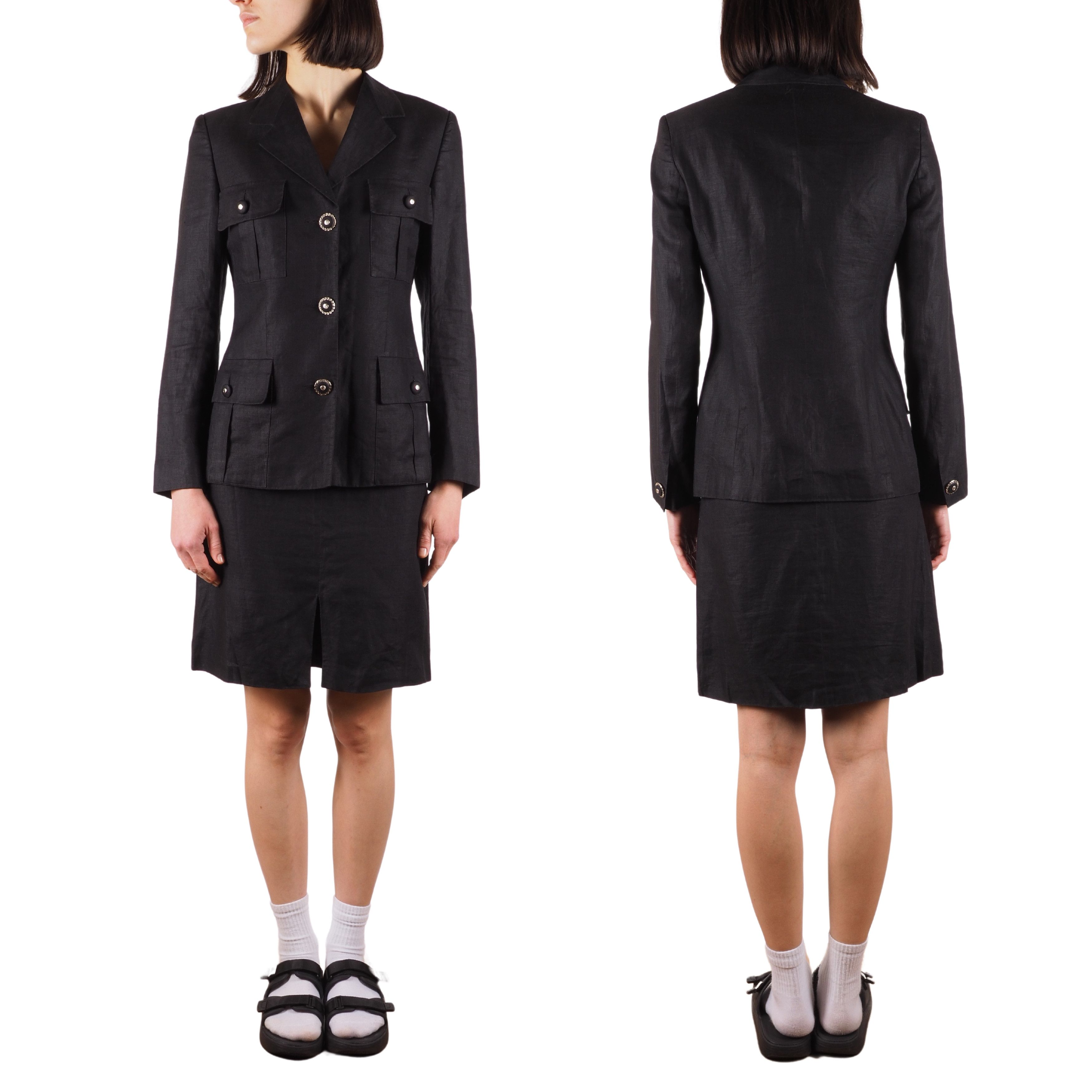 Versace × Vintage GIANNI VERSACE V2 Vintage Black Skirt Blazer Jacket Suit Set Size S / US 4 / IT 40 - 3 Thumbnail