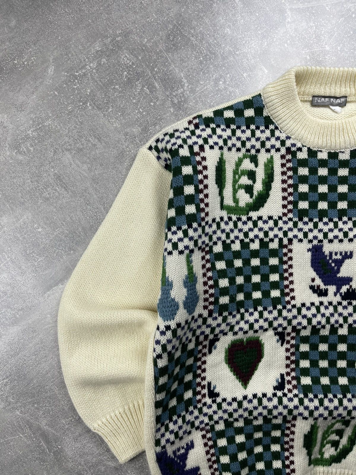 Vintage NAF NAF Vintage Patterned Knit Sweater Graphic Jacquard Size S / US 4 / IT 40 - 4 Thumbnail