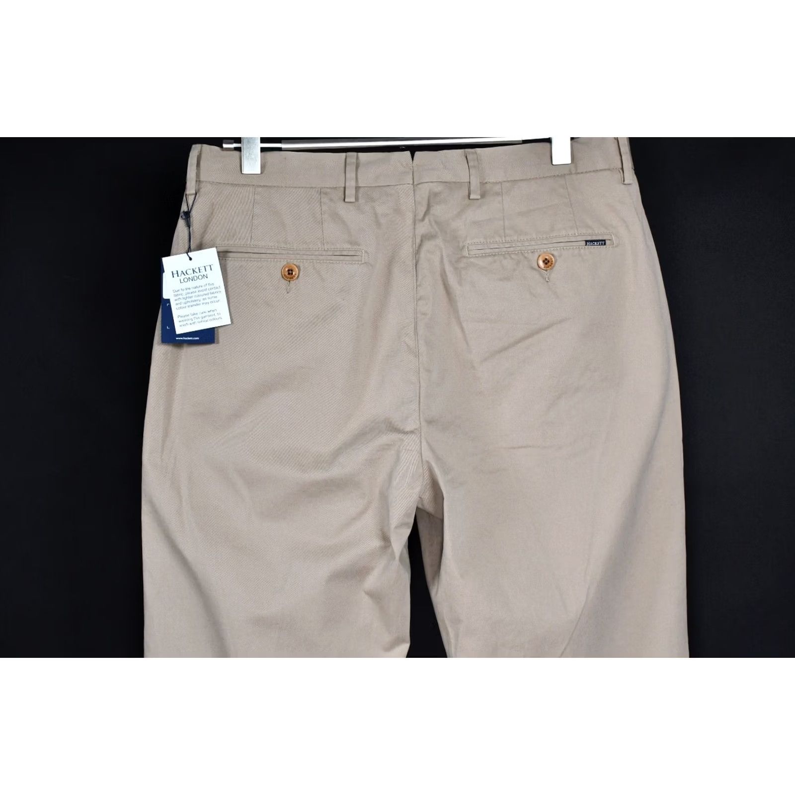 Hackett Hackett Sanderson Chino Pants Mens 32R Beige 99%Cotton 1%Elastane Flat Front Regular Vintage: No Size US 32 / EU 48 - 7 Thumbnail