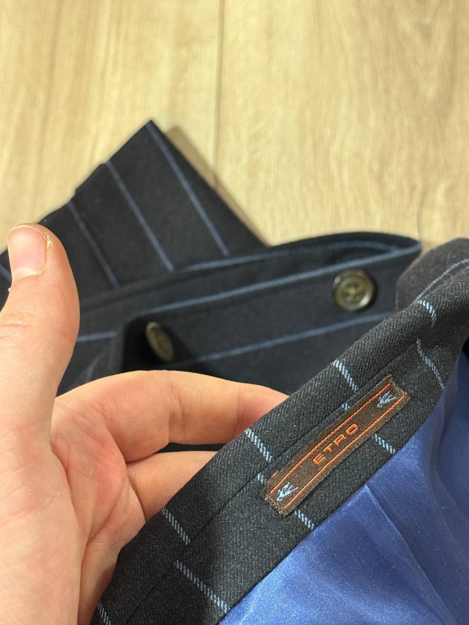 Etro Etro Milano Navy Pinstriped Wool Suit Size 54 Size 54L - 10 Thumbnail
