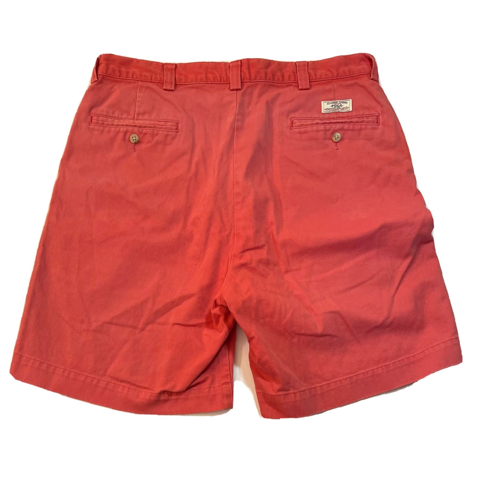 Polo Ralph Lauren VINTAGE Polo Ralph Lauren Mens Chino Shorts 90s Casual Flat Front Cotton 35 Red Logo Embroidered 80s 90s American Preppy Mens Size US S / EU 44-46 / 1 - 4 Thumbnail