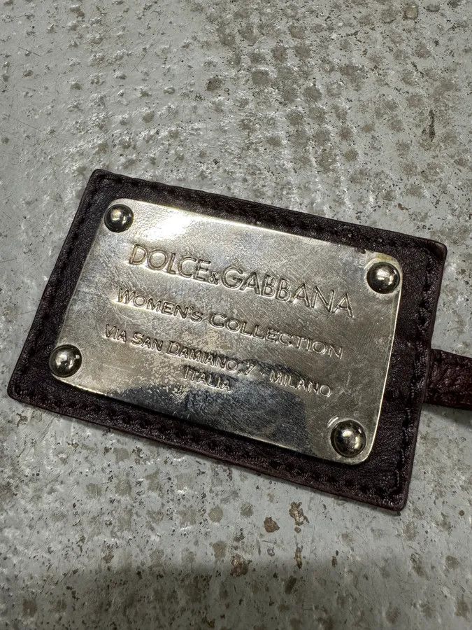 Dolce & Gabbana 2000s Dolce & Gabbana Ostrich Effect Brown Leather Bag Size ONE SIZE - 8 Thumbnail