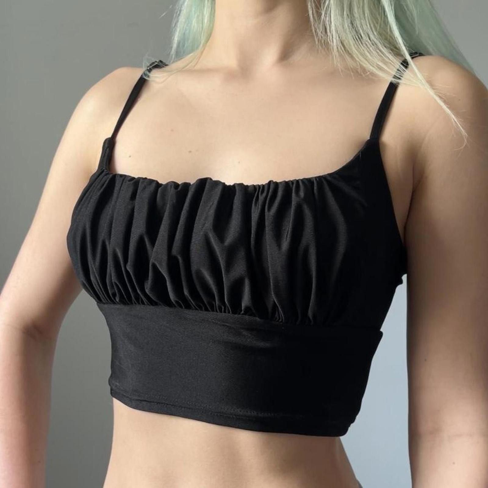 Shein Black ruched going out tank top Size S / US 4 / IT 40 - 2 Thumbnail