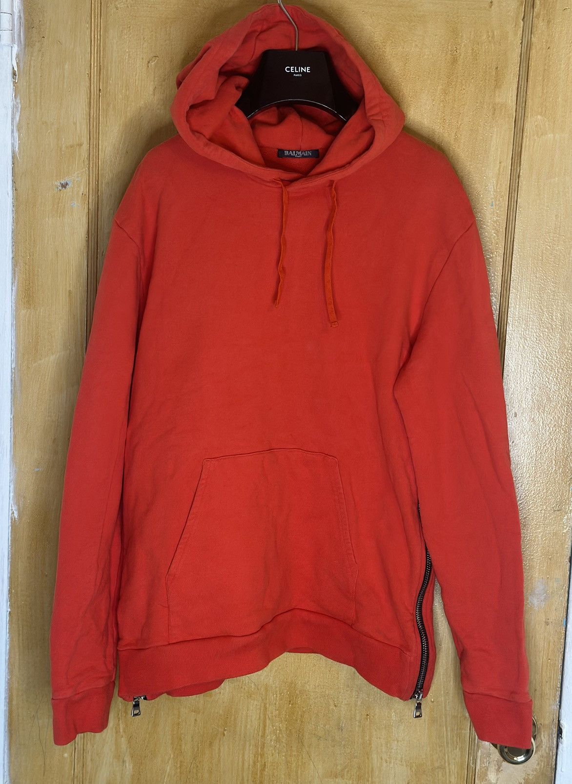 Balmain Red Pullover Zip Hoodie Size US L / EU 52-54 / 3 - 2 Thumbnail
