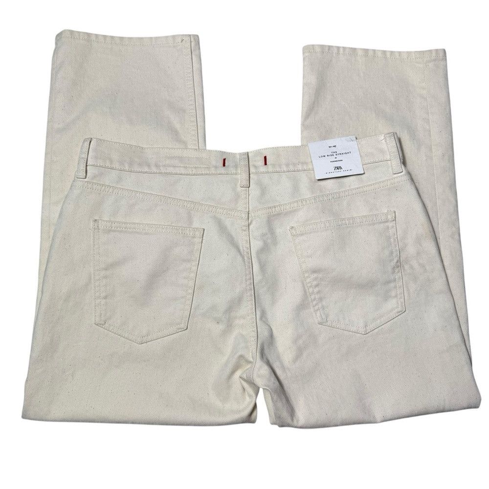 Zara NWT New ZARA Low Rise Straight Leg Flocked Ecru Jeans Size Size 32" / US 10 / IT 46 - 4 Thumbnail