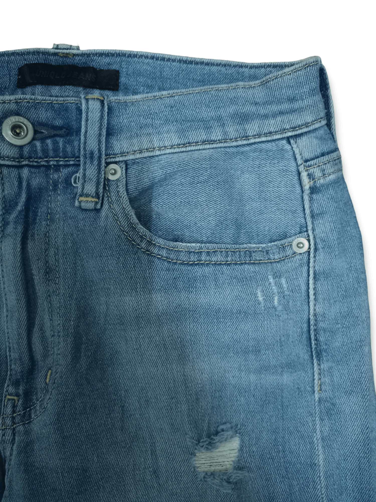 Japanese Brand × Uniqlo Vintage Japanese Uniqlo Blue Wash Distressed Jeans 24x27 Size 24" / US 00 / IT 34 - 6 Thumbnail