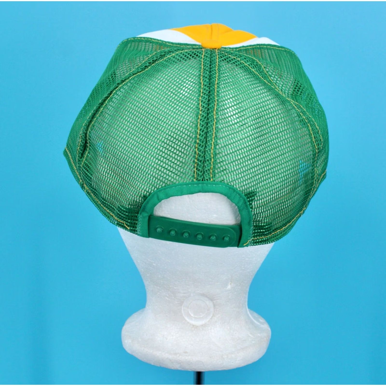 Vintage AJD VTG 1980s Fightin Irish Lucky Stripes Snapback Hat Sz L, Yellow, Mesh, Adjustable, Original Cap, 80s NFL Football Style Womens Size ONE SIZE - 4 Thumbnail