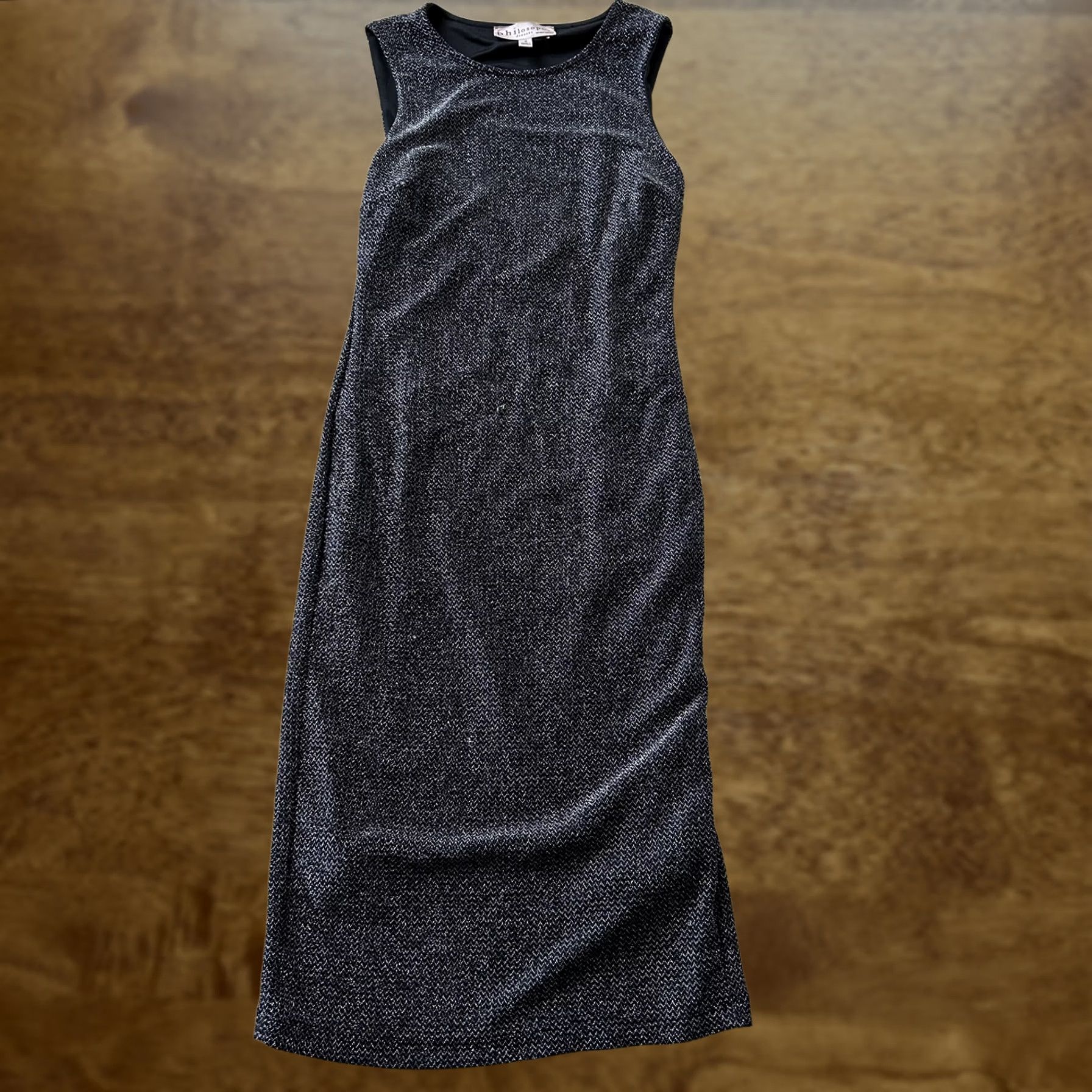 Vintage Philosophy Republic Clothing Dress Womens Small Black Herringbone Sheath Midi Size S / US 4 / IT 40 - 1 Thumbnail