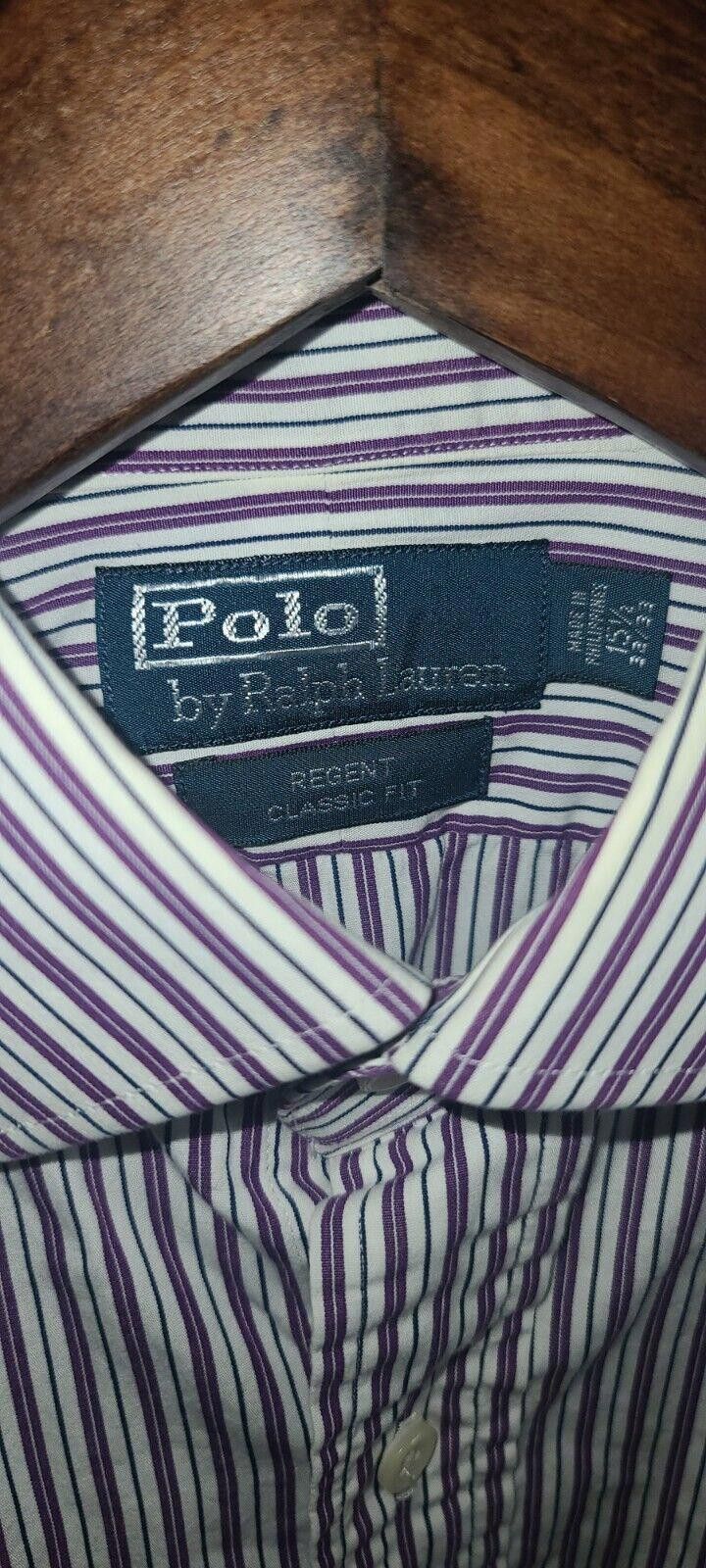 Polo Ralph Lauren Polo Ralph Lauren Men's Large 15.5 32/33 Purple White Regent Size 42R - 3 Thumbnail