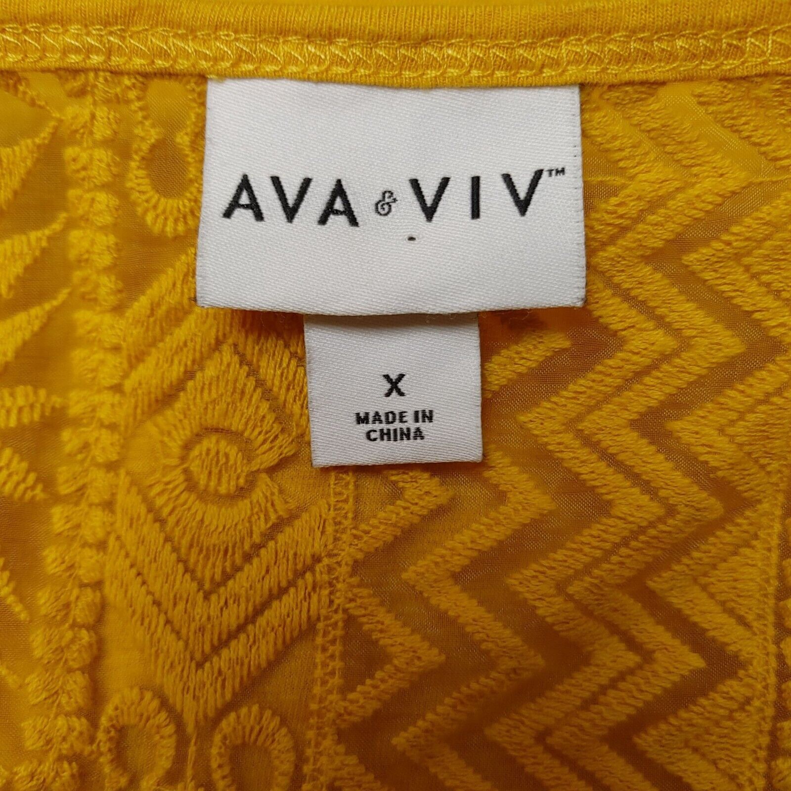Other Ava & Viv Women's Lace Accent Yellow Top X Size XL / US 12-14 / IT 48-50 - 3 Thumbnail