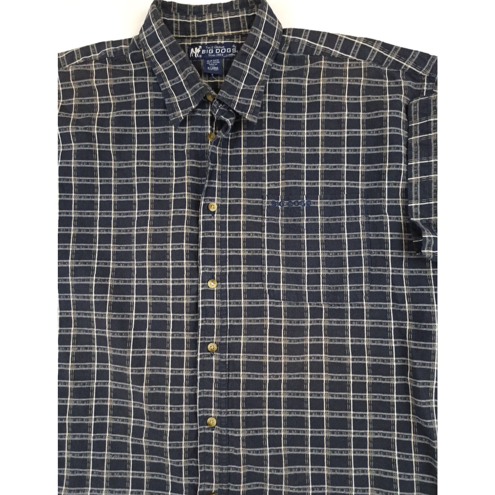 Big Dogs VINTAGE Big Dogs Casual Shirt Chex&Stripes Blue XL Full Button Men Size US XL / EU 56 / 4 - 2 Thumbnail