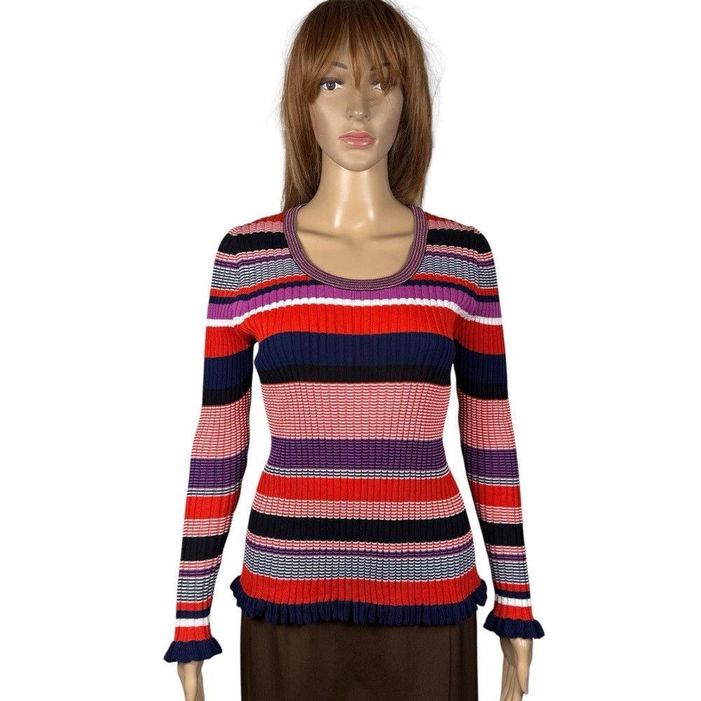 Hugo Boss BOSS Hugo Boss Striped Cotton Ruffle Hem Sweater M Size M / US 6-8 / IT 42-44 - 4 Thumbnail