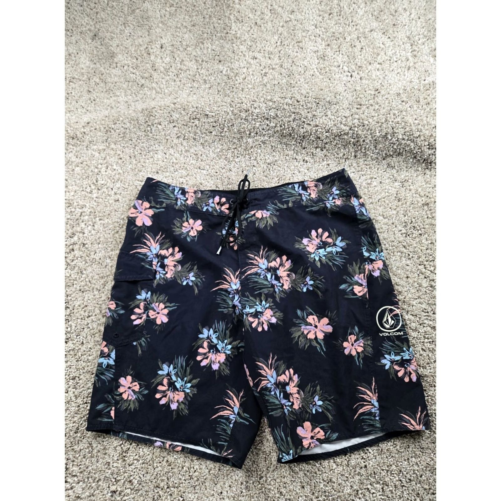 Volcom Volcom Board Shorts Mens 36 Floral Print Drawstring Stretch Beach Surfing Pockets Quick Dry Multicolor 90s? Size US 36 / EU 52 - 2 Thumbnail