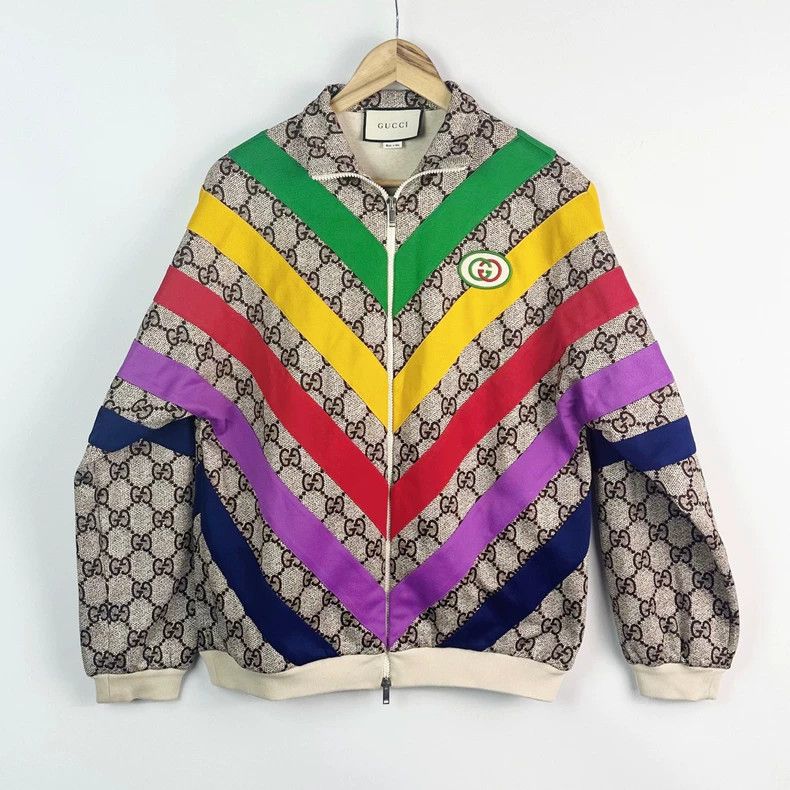 Gucci GucciBeige striped logo logo full print jacket 2503-Nextarr Size US S / EU 44-46 / 1 - 1 Thumbnail
