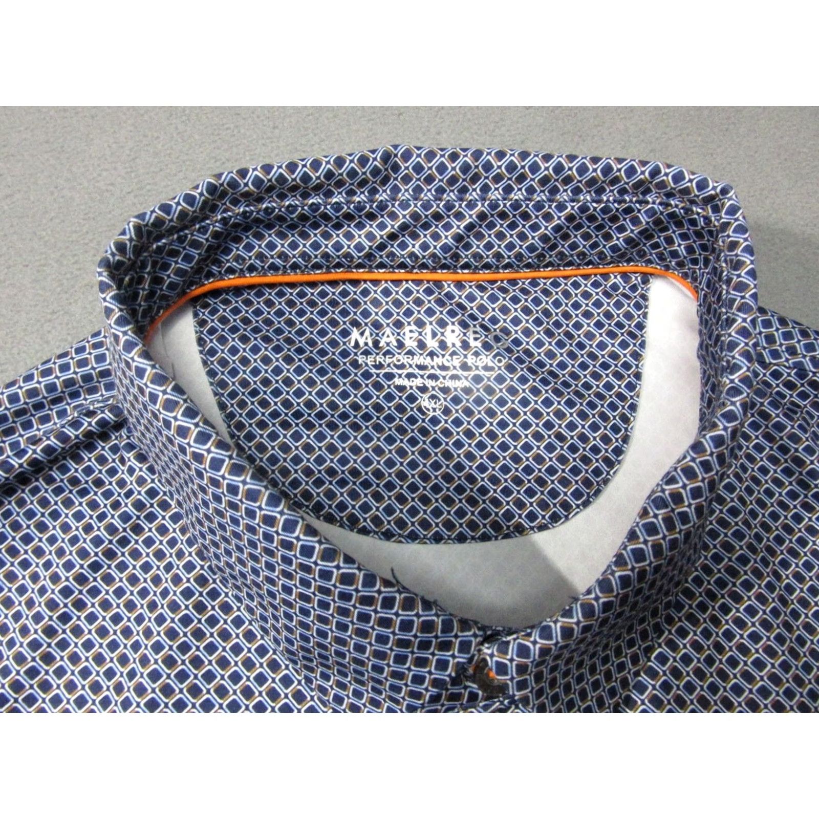 Vintage Maelreg Polo Shirt Mens 4XL Blue Geometric Golf Performance Stretch Activewear Wicking Short Sleeve Size US XXL / EU 58 / 5 - 3 Thumbnail