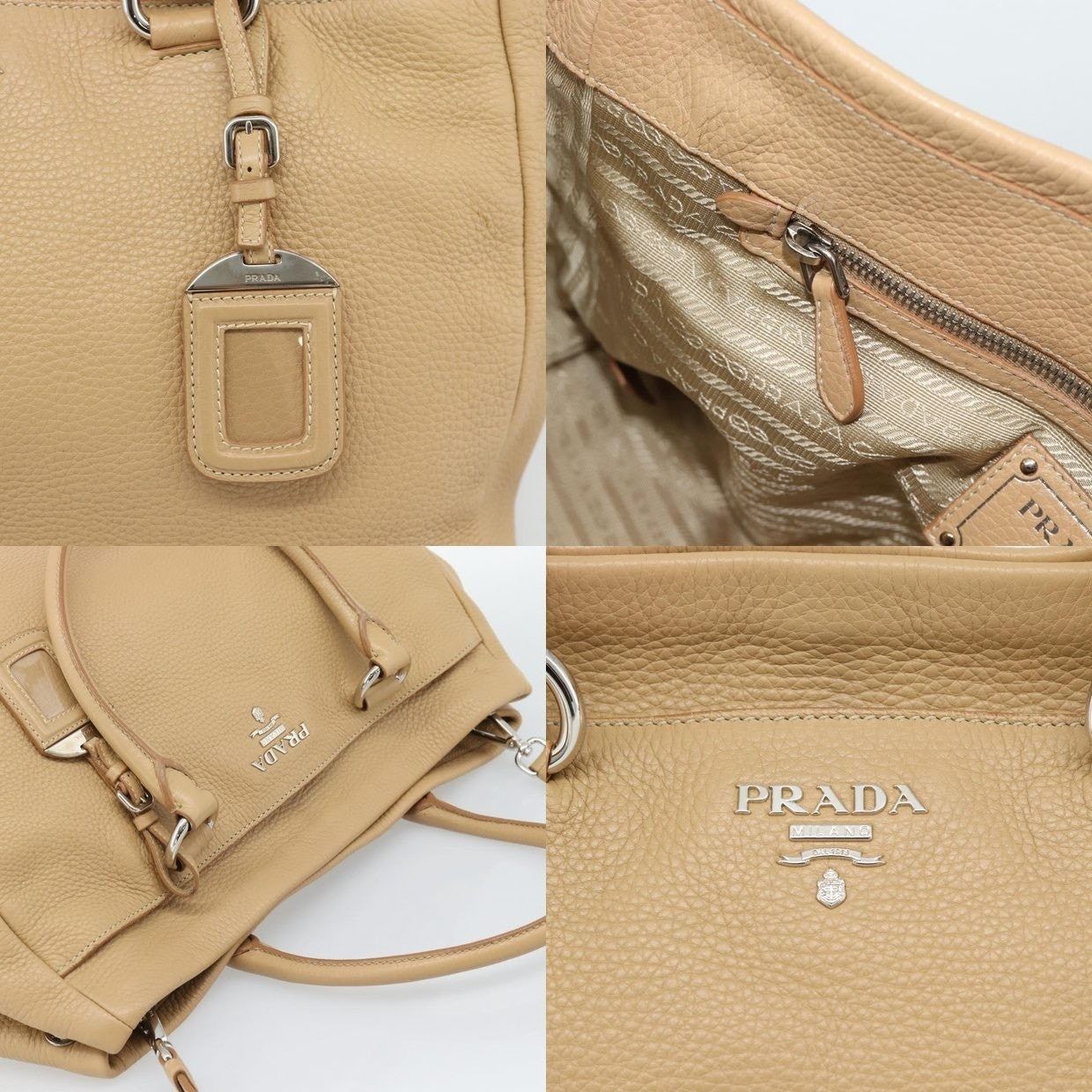 Prada Prada Vitello Handbag Beige Size ONE SIZE - 13 Thumbnail