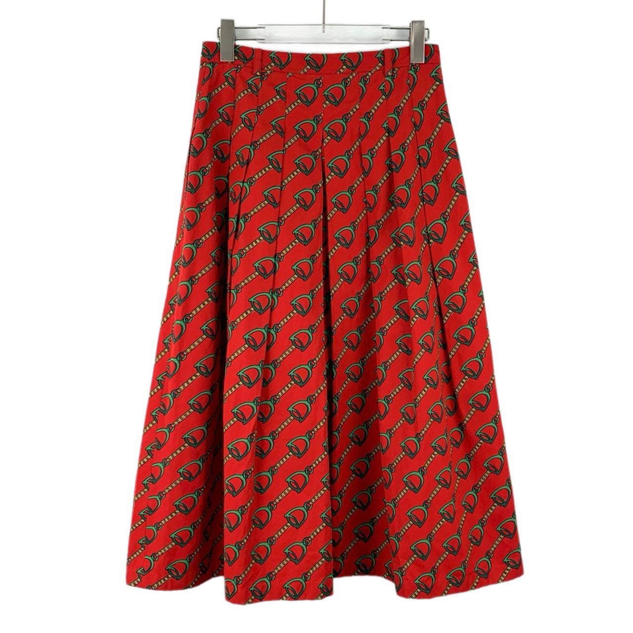Gucci Gucci Red Lock All-over Print Cotton Casual Long Skirt K26WX Size 28" / US 6 / IT 42 - 2 Thumbnail