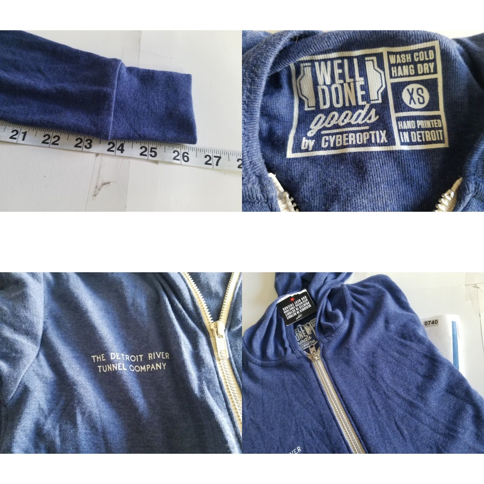 Vintage VINTAGE Well Done Goods Detroit USA Hoodie shirt Size XS Railroad Station blue Zip Up Size US XS / EU 42 / 0 - 8 Thumbnail