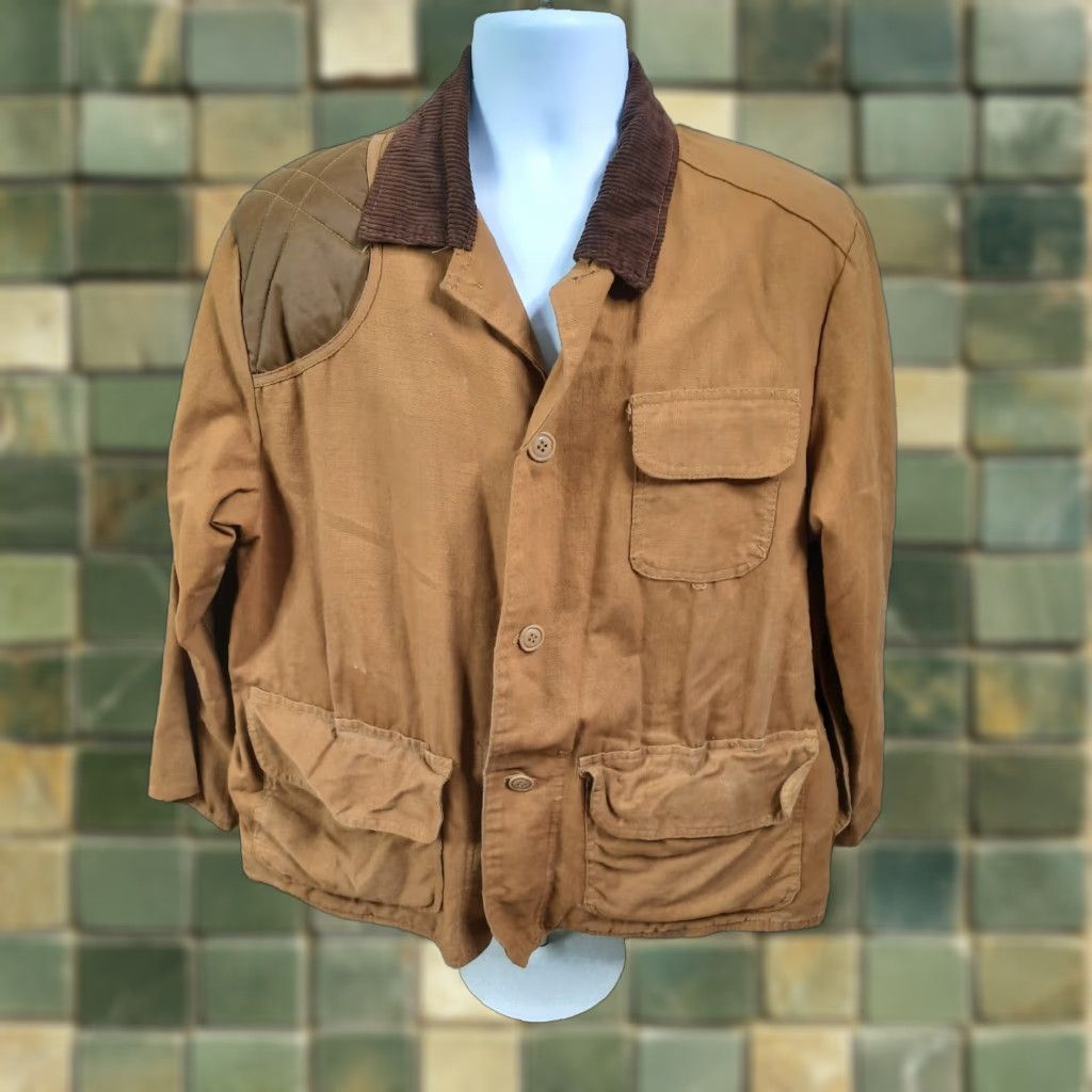 Vintage VINTAGE American Field Hunting Coat Jacket Duck Canvas 70s Size Large Beige Field Jacket Mens Size US L / EU 52-54 / 3 - 1 Thumbnail