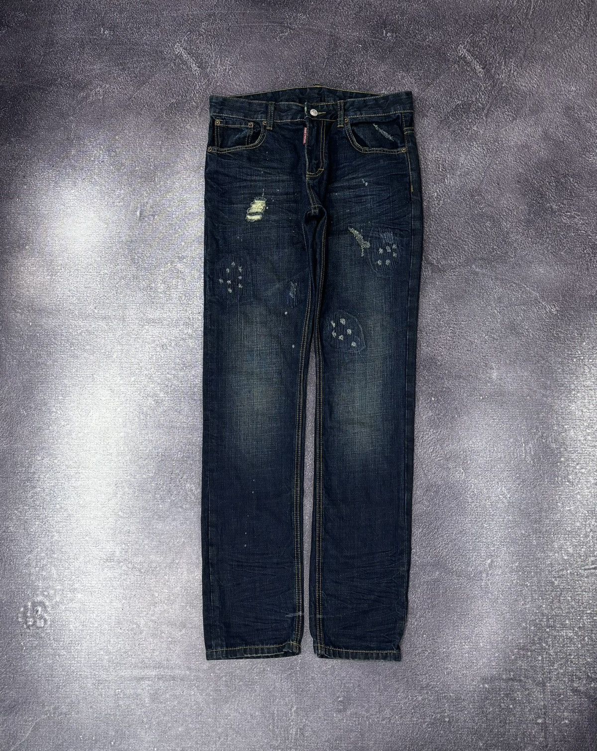 Dsquared2 Dsquared2 Men’s Faded Navy Blue Ripped Slim Fit Denim Jeans Size US 32 / EU 48 - 1 Thumbnail