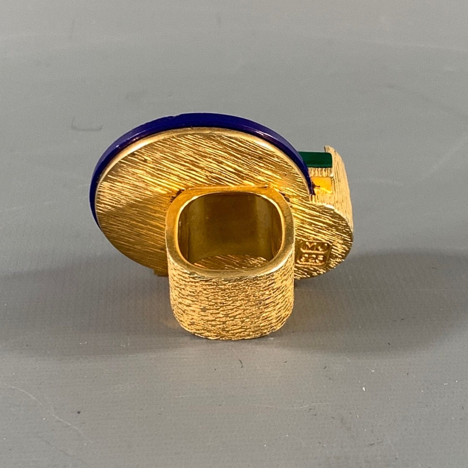 Marc Jacobs MARC JACOBS Gold Green & Blue Color Block Cocktail Ring Size ONE SIZE - 3 Thumbnail