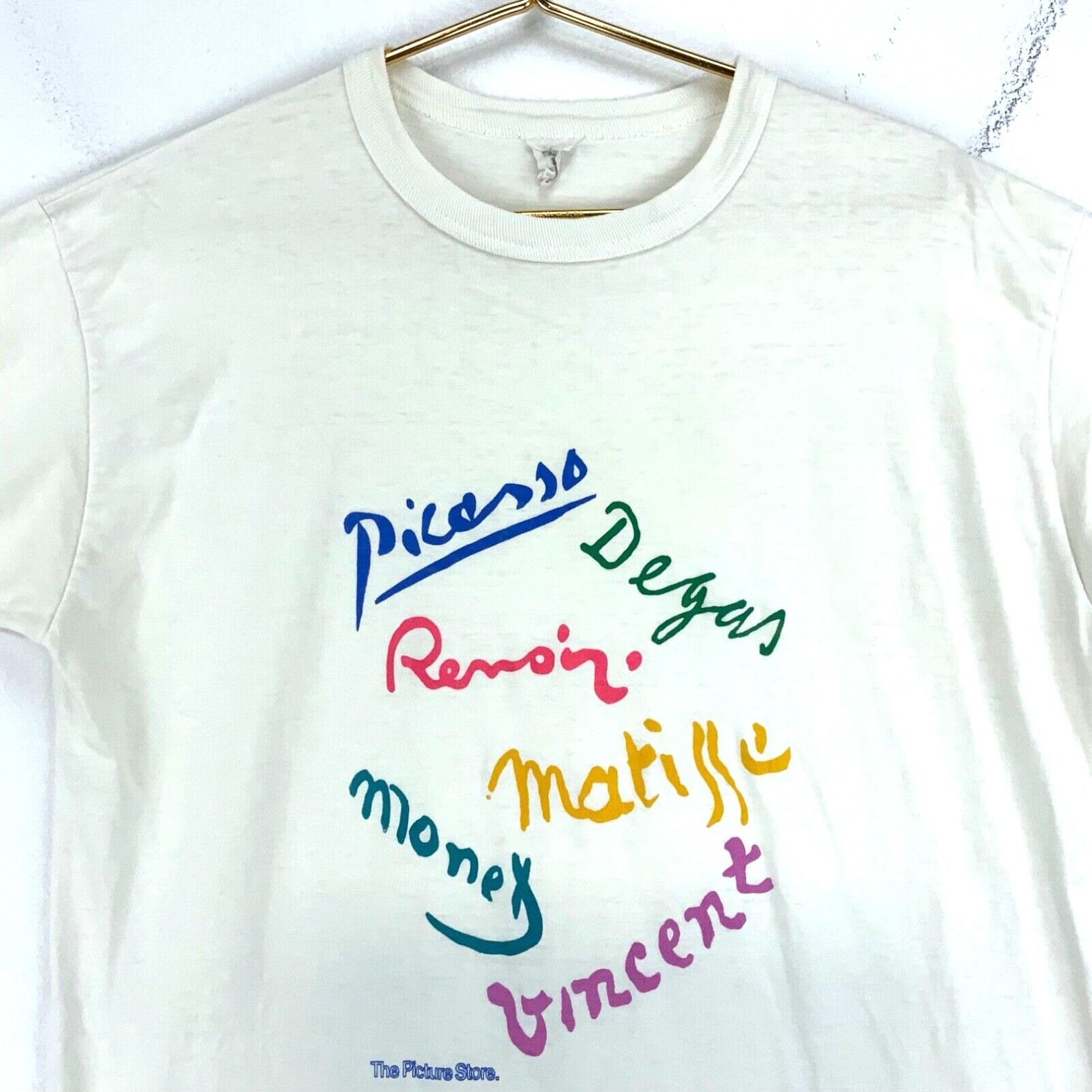 image of Vintage Picasso Degan Monet Vincent Renoir Matisse T-Shirt Medium White Art Tee, Men's