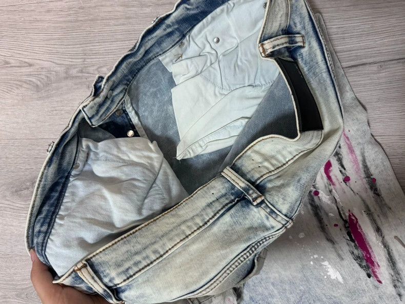 Amiri Amiri Light blue splatter straight leg distressed denim je Size US 38 / EU 54 - 6 Thumbnail