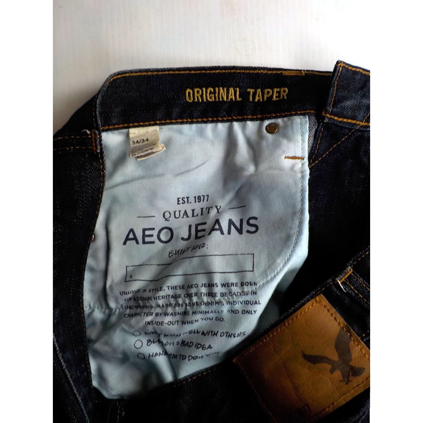 American Eagle Outfitters VINTAGE AMERICAN EAGLE Mens Original Taper Jeans Blue 34X34 Cotton Denim Mens Jeans 34X34 Blue waist 36 inseam 34 Regular Large? Size US 34 / EU 50 - 5 Thumbnail