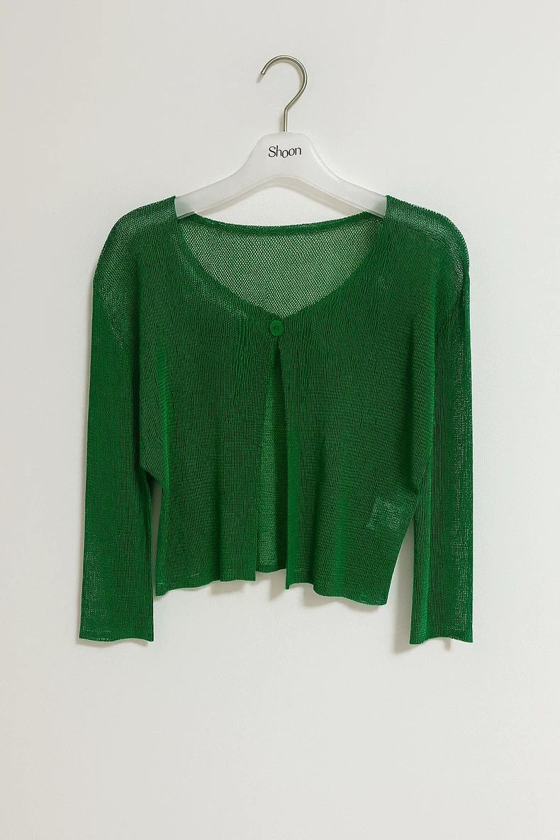 Issey Miyake Issey Miyake size:3 Dark green knitted cardigan Size L / US 10 / IT 46 - 1 Thumbnail
