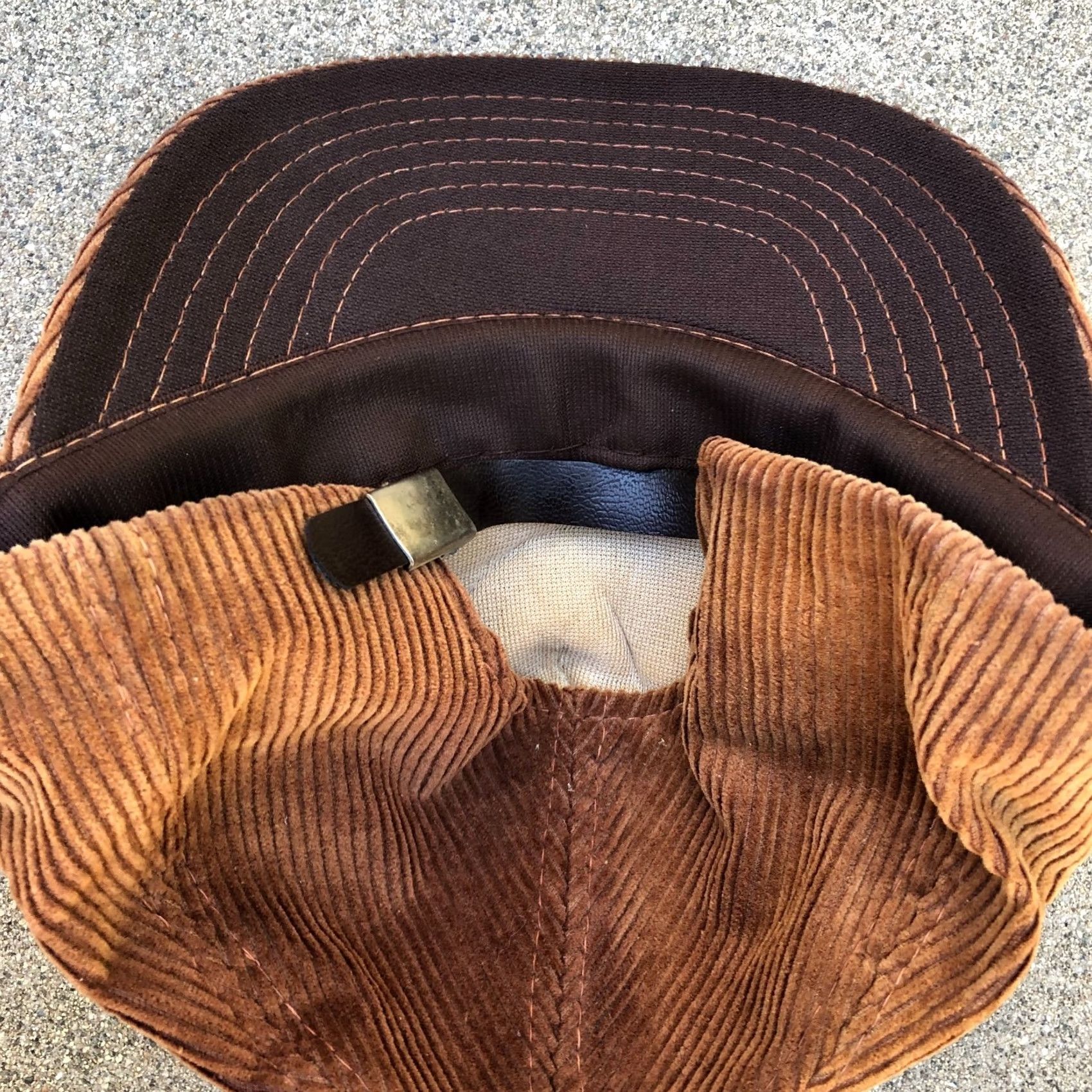 Crown Cap VINTAGE Designer Award Cap Corduroy Strapback Hat Men's M/L Brown Cap 80s Adjustable Stonewashed? Size ONE SIZE - 3 Thumbnail