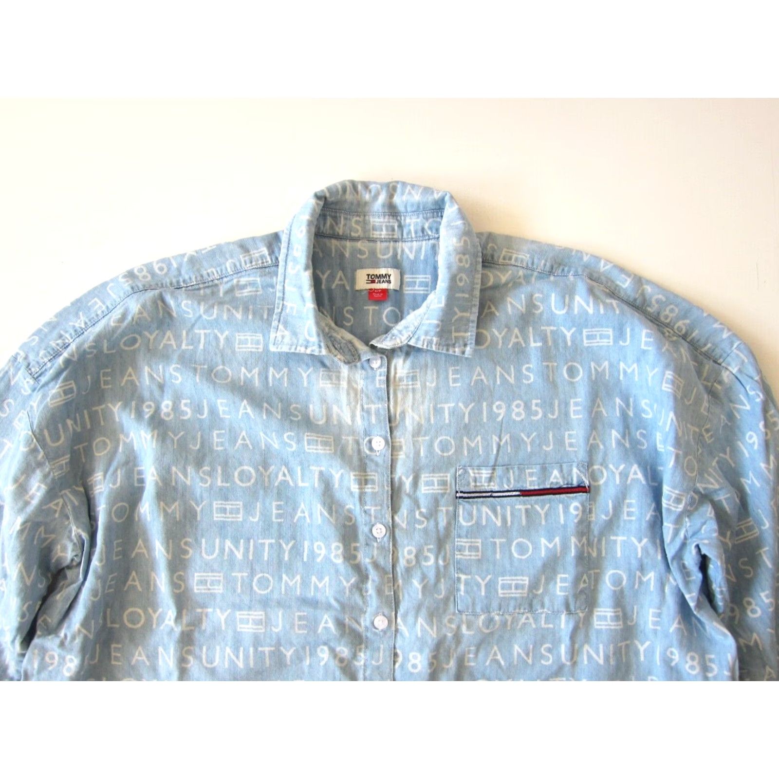 Tommy Hilfiger Vtg Tommy Hilfiger Jeans Distressed Cotton Button Down 3/4 Sleeve Shirt S-L Size S / US 4 / IT 40 - 8 Thumbnail