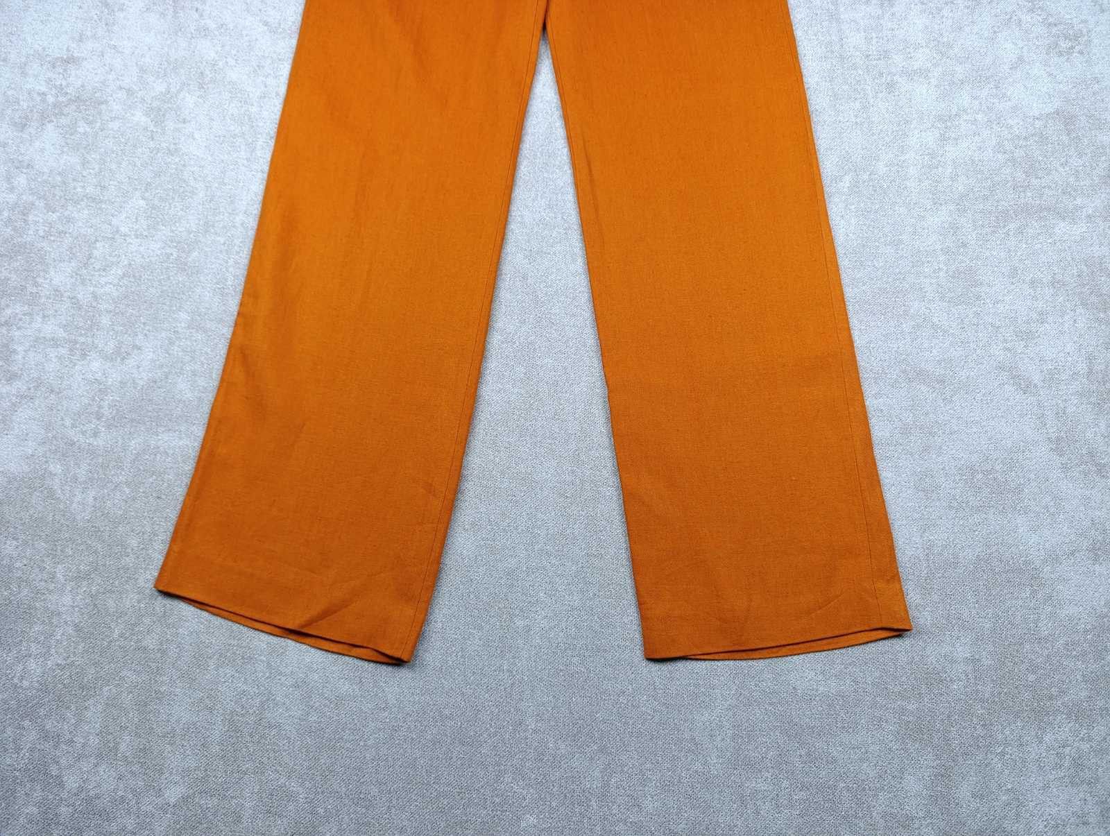 Loro Piana LORO PIANA CARSON LEATHER-TRIM LINEN PANTS IN ORANGE RUST Size 27" / US 4 / IT 40 - 6 Thumbnail