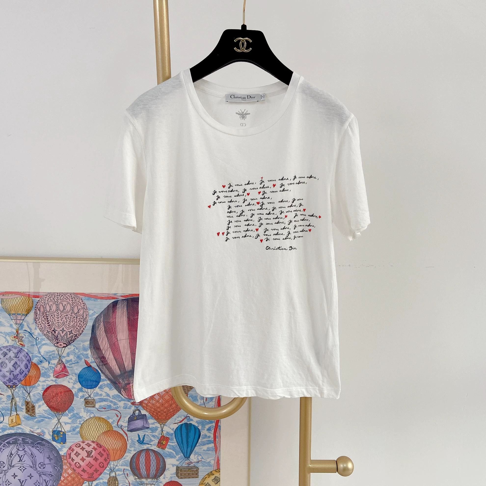 Dior Christian Dior White Logo Tee S Size S / US 4 / IT 40 - 1 Thumbnail