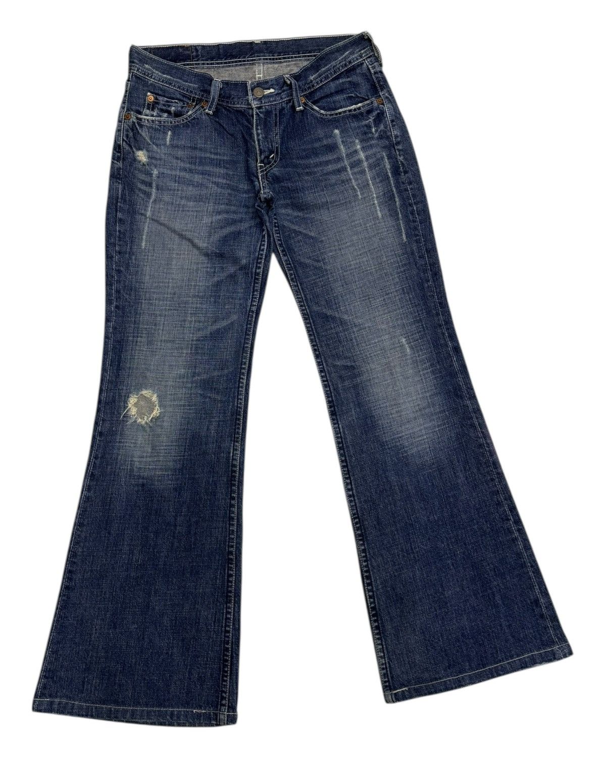 If Six Was Nine × Levi's Vintage Levis 90s Flared Jeans Bootcut Distressed Denim Jean Size 30" / US 8 / IT 44 - 3 Thumbnail