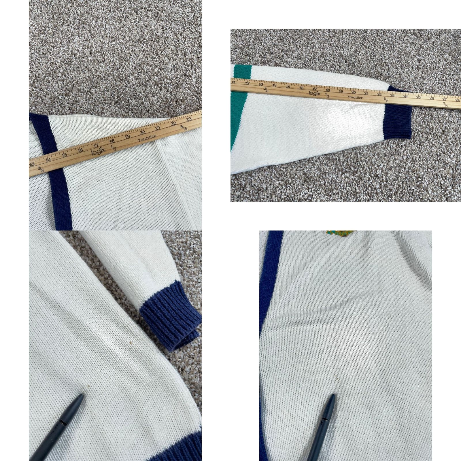 Vintage VINTAGE Women's XL 90s Collegiate Style Cardigan Sweater Alfred Dunner White Knit-Stripe Long Sleeve Casual Preppy Size XL / US 12-14 / IT 48-50 - 8 Thumbnail
