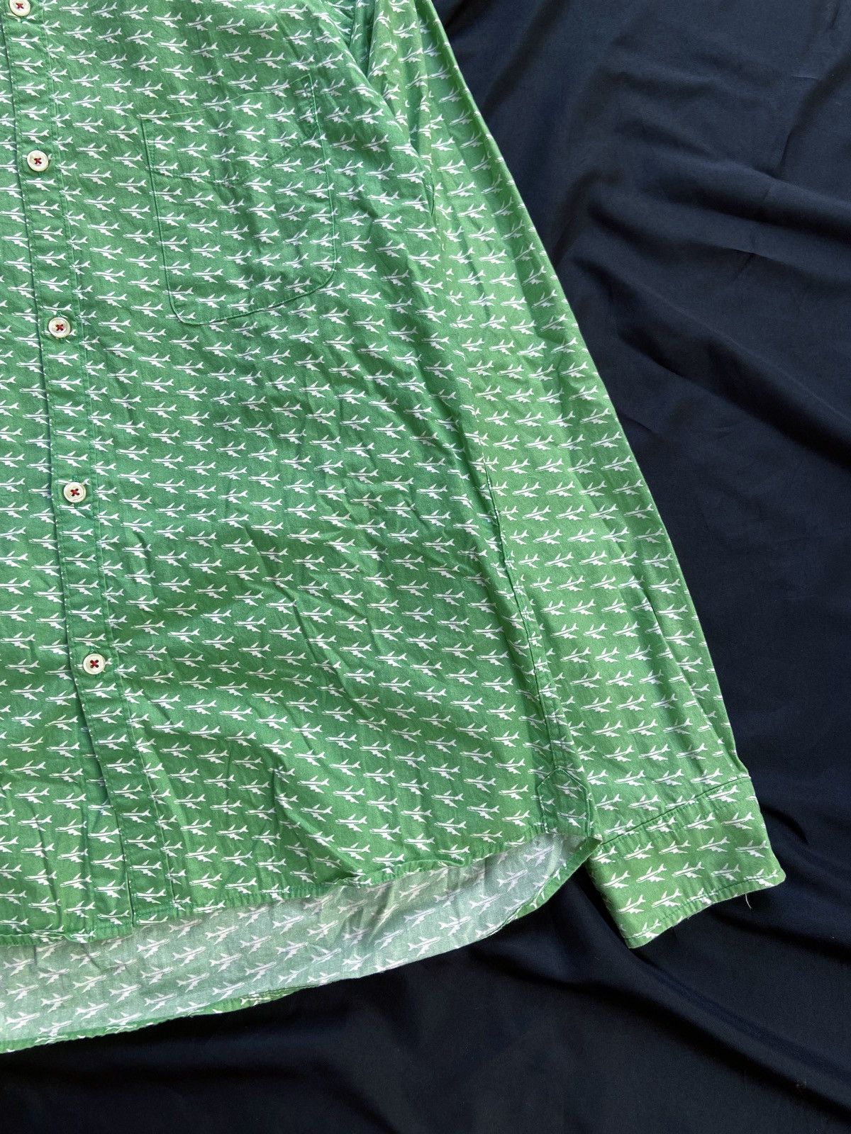 If Six Was Nine JAPANESE THE SHARKEY'S PRINTED PLANES BUTTON DOWN SHIRT Size US M / EU 48-50 / 2 - 5 Thumbnail