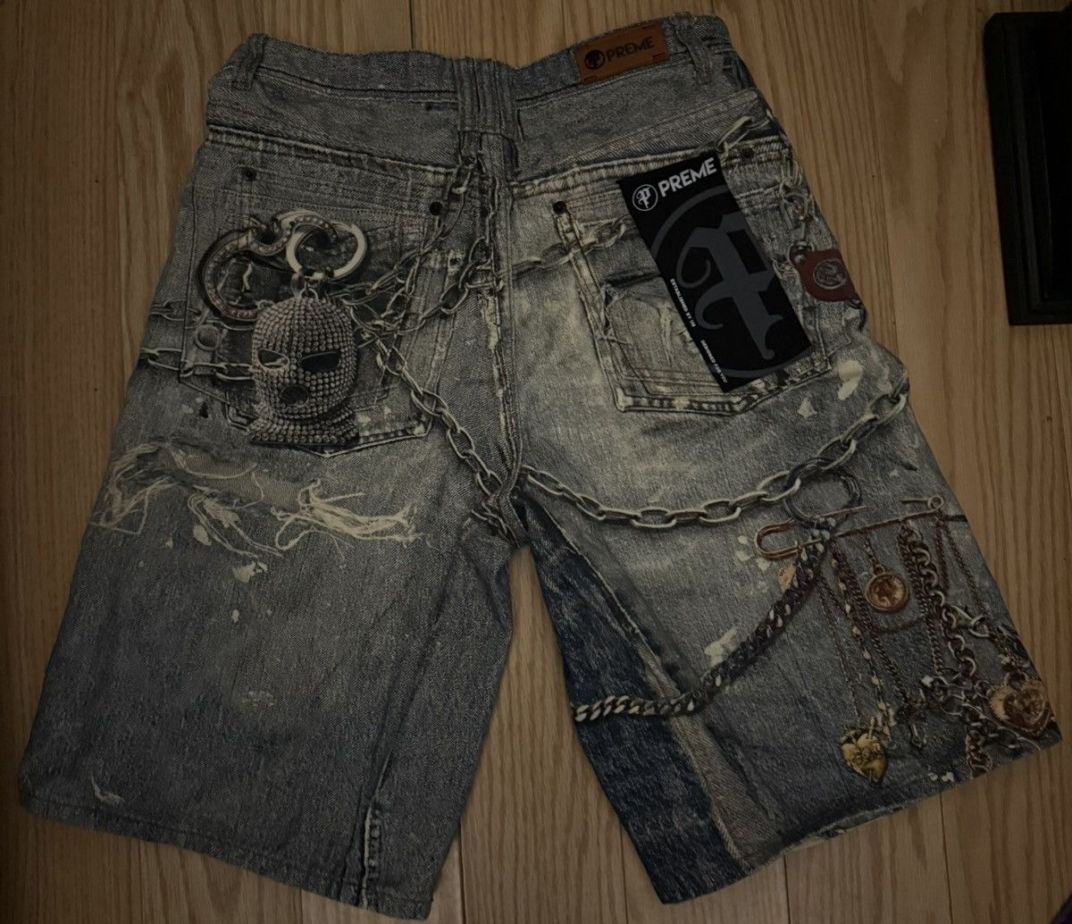 Other PREME REIGN IN CHAINS DENIM JEAN SHORTS Size US 32 / EU 48 - 2 Thumbnail