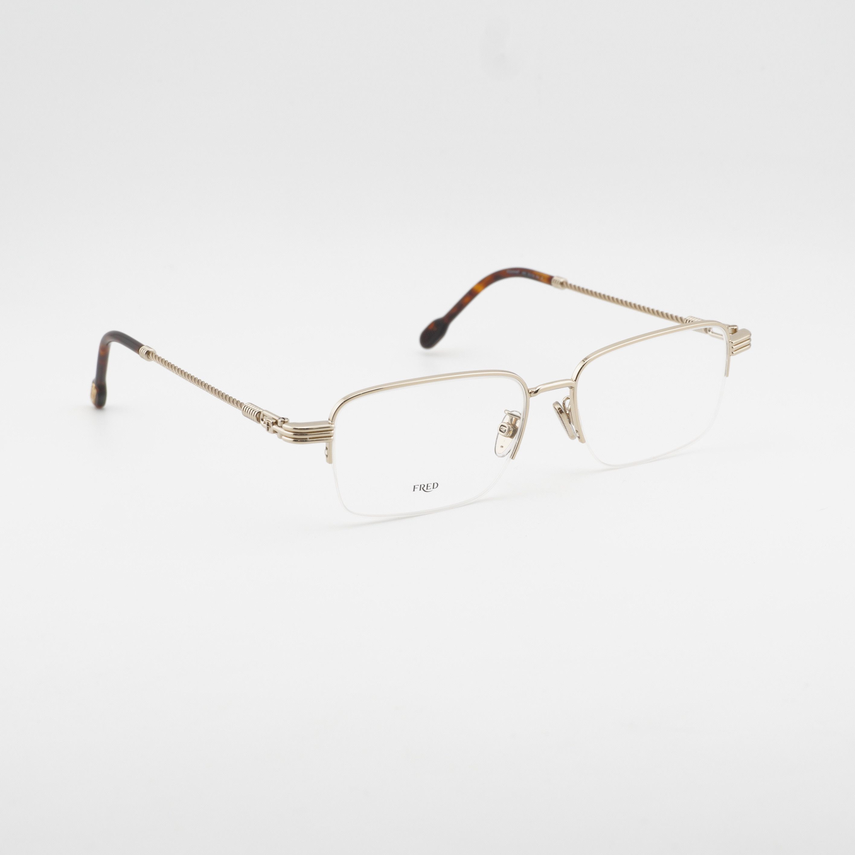 FRED Fred FG50048F 032 Men Eyeglasses Gold 55mm Rectangle Frame Size ONE SIZE - 1 Thumbnail