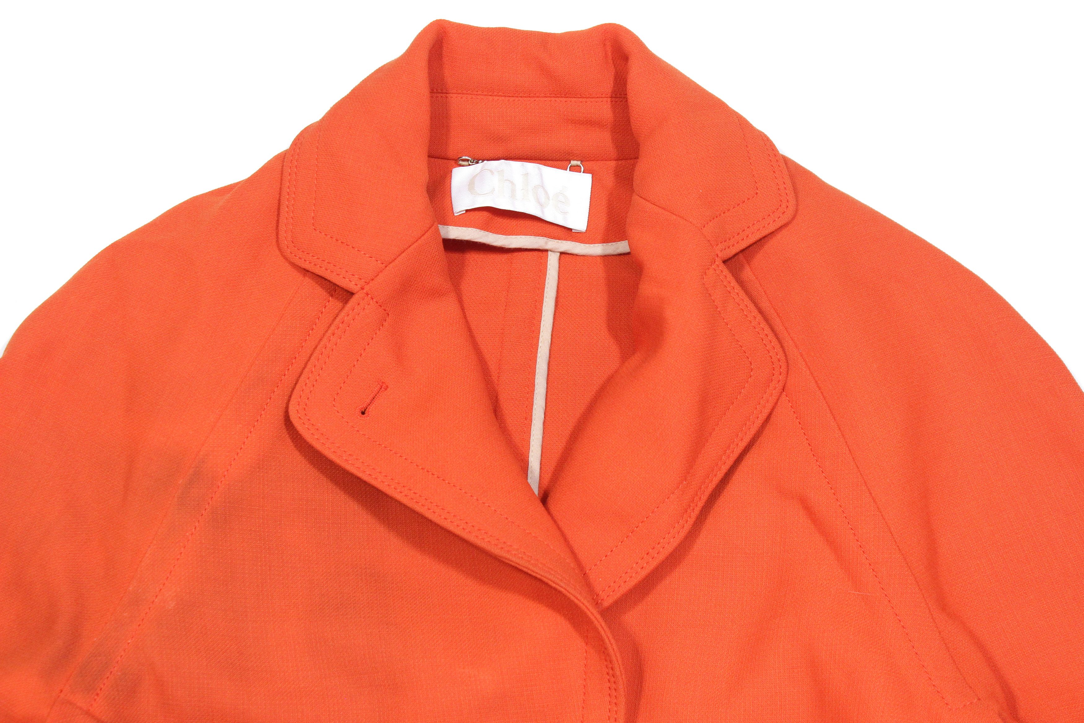 Chloe Tomato Red Wool Light Overcoat Size XS / US 0-2 / IT 36-38 - 3 Thumbnail