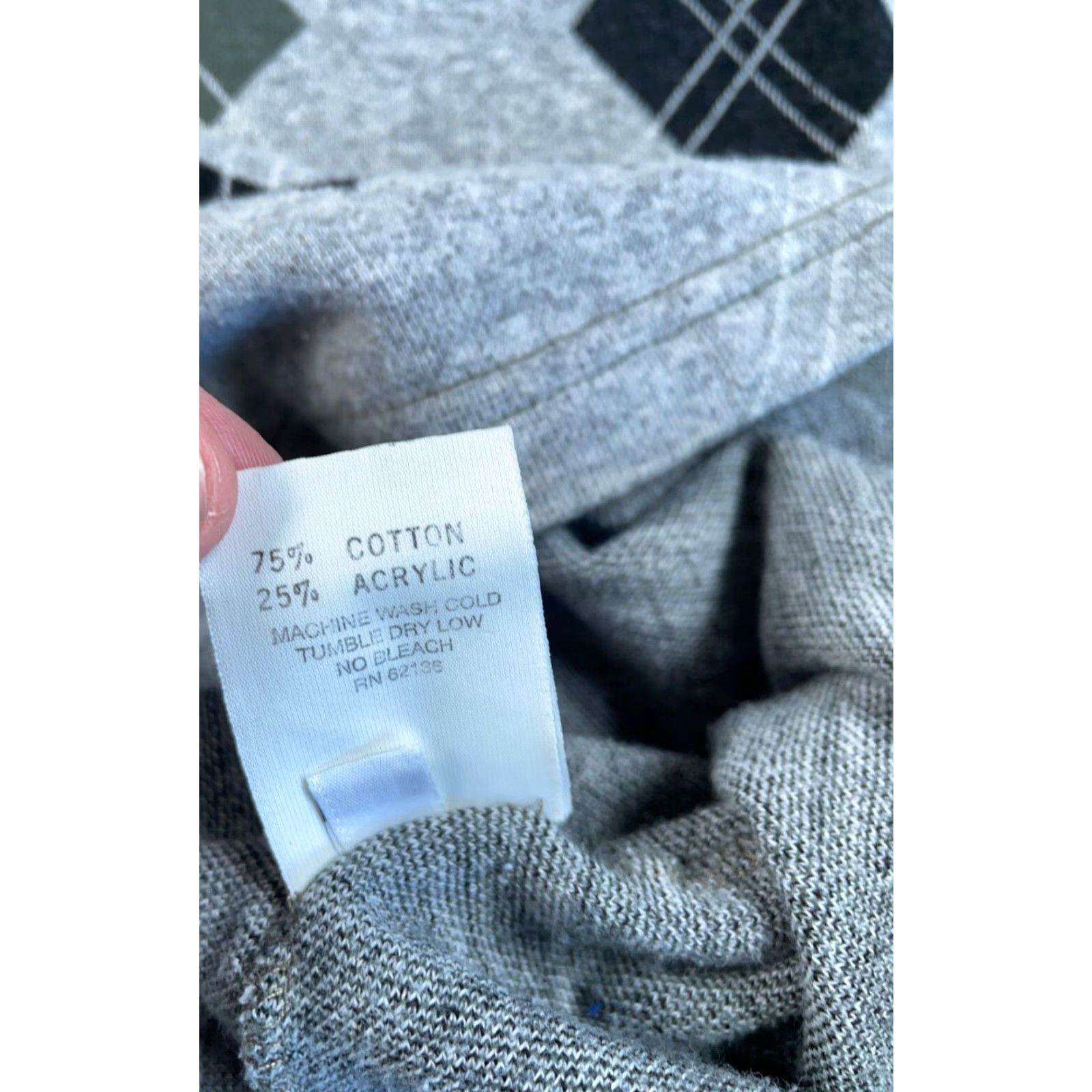 Guess VINTAGE 90s GUESS Argyle Sweater Adult Medium Gray Green Knit Casual Mens Size US M / EU 48-50 / 2 - 5 Thumbnail