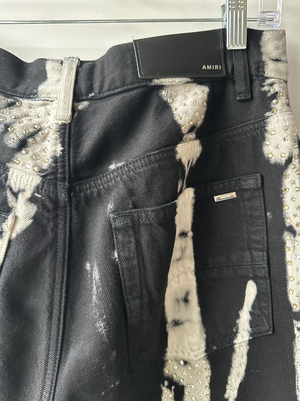 Amiri AMIRI CRYSTAL BLEACHED DYE STRAIGHT LEG EMBELLISHED JEAN Size US 30 / EU 46 - 8 Thumbnail