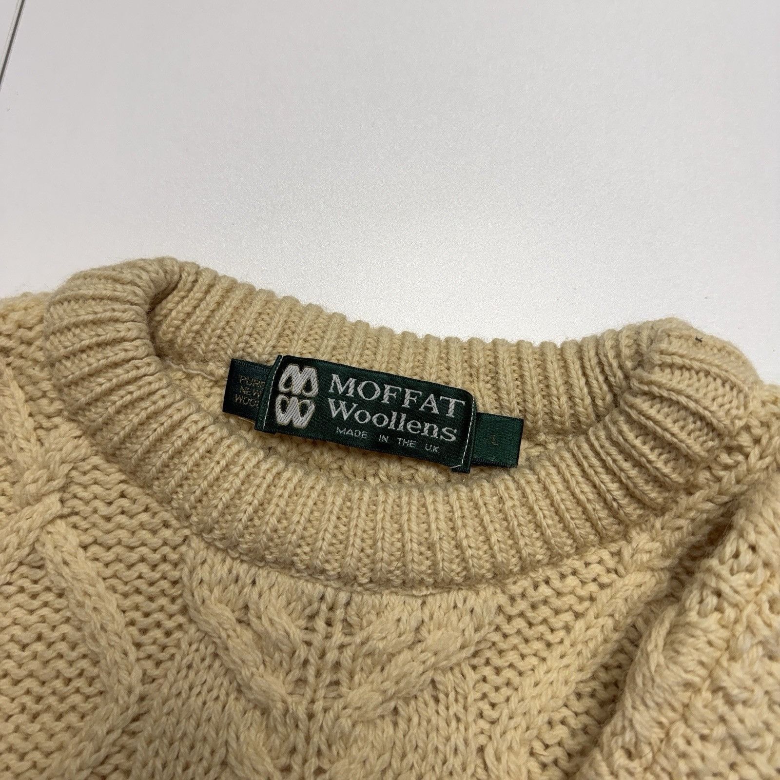 Vintage Moffat Woolens Irish Fisherman Cable Knit Sweater L Cream Size US L / EU 52-54 / 3 - 8 Thumbnail